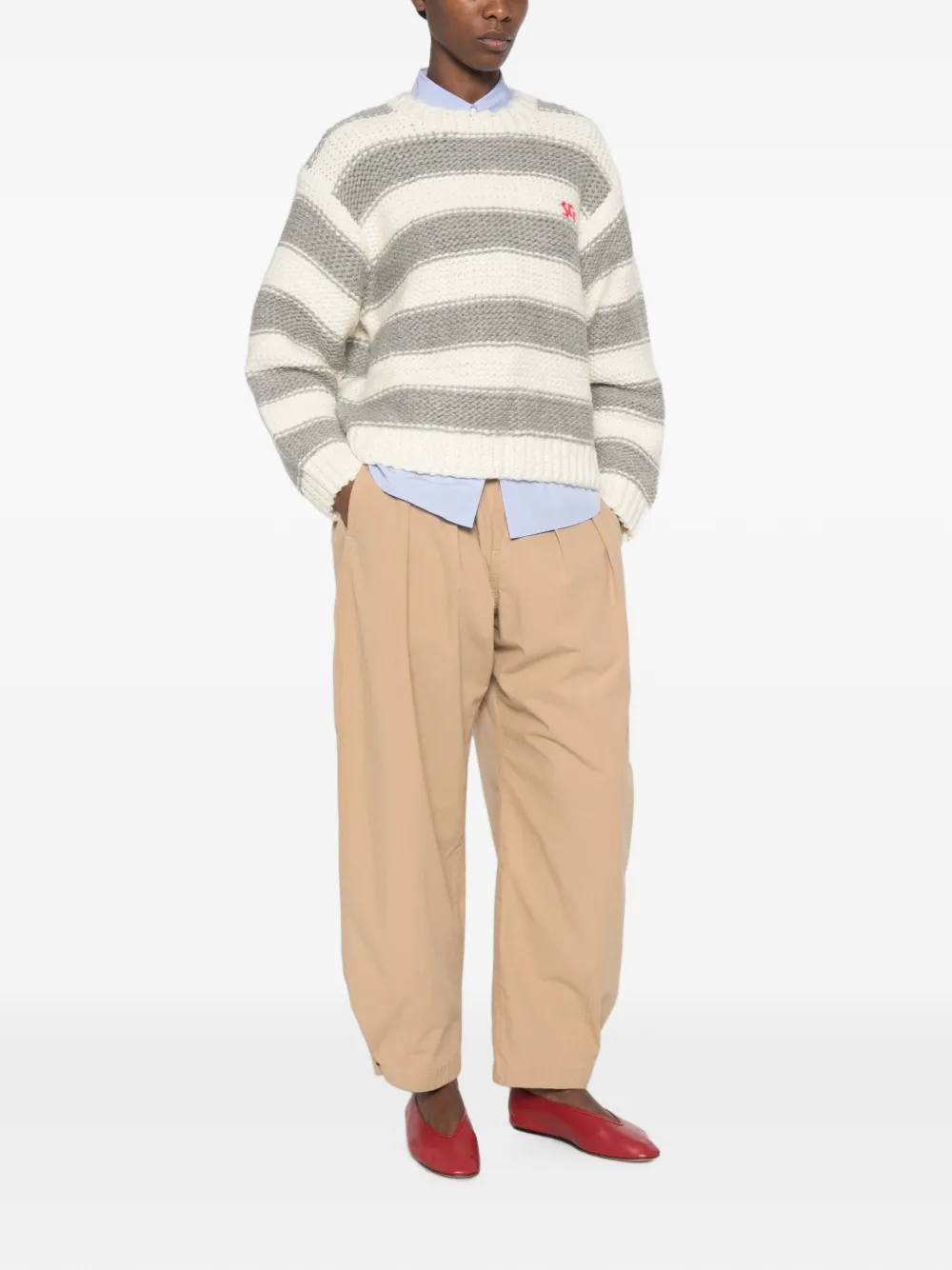 Stine Goya striped chunky-knit sweater Wit