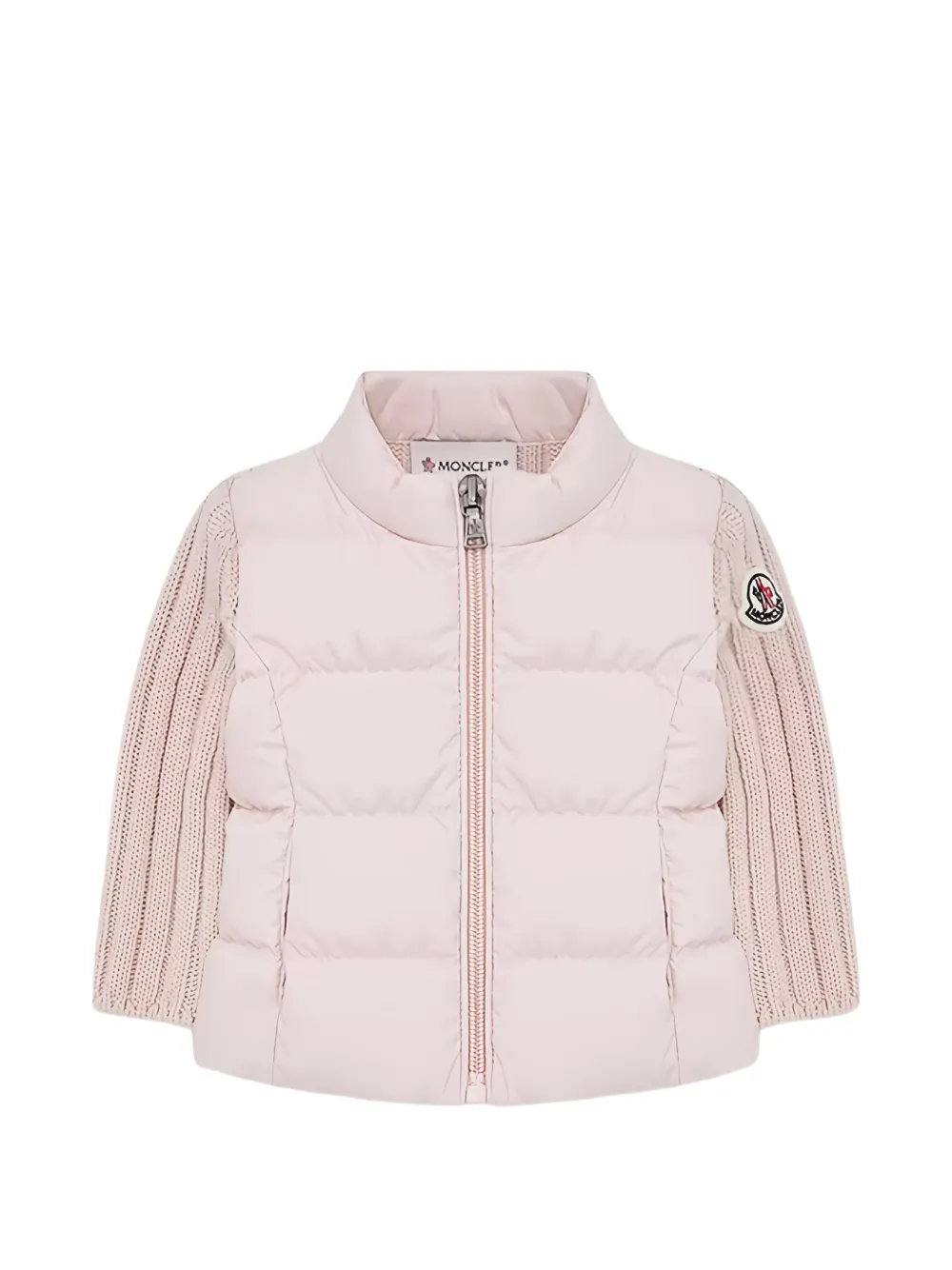 Moncler Enfant quilted panel ribbed-knit jacket - Rose