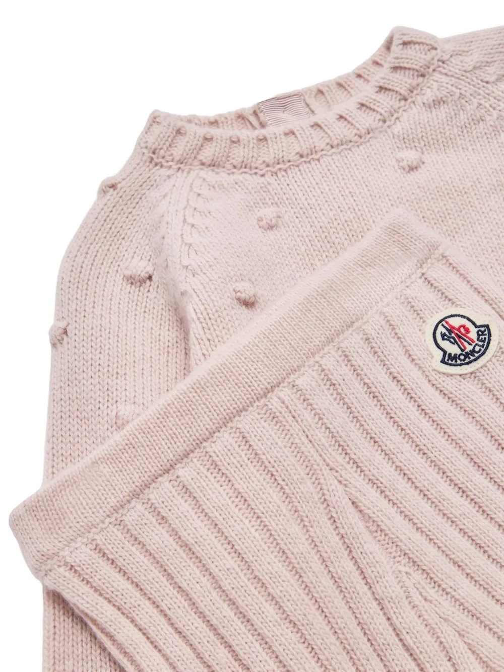 Moncler Enfant bobble-knit ribbed-trim set Roze
