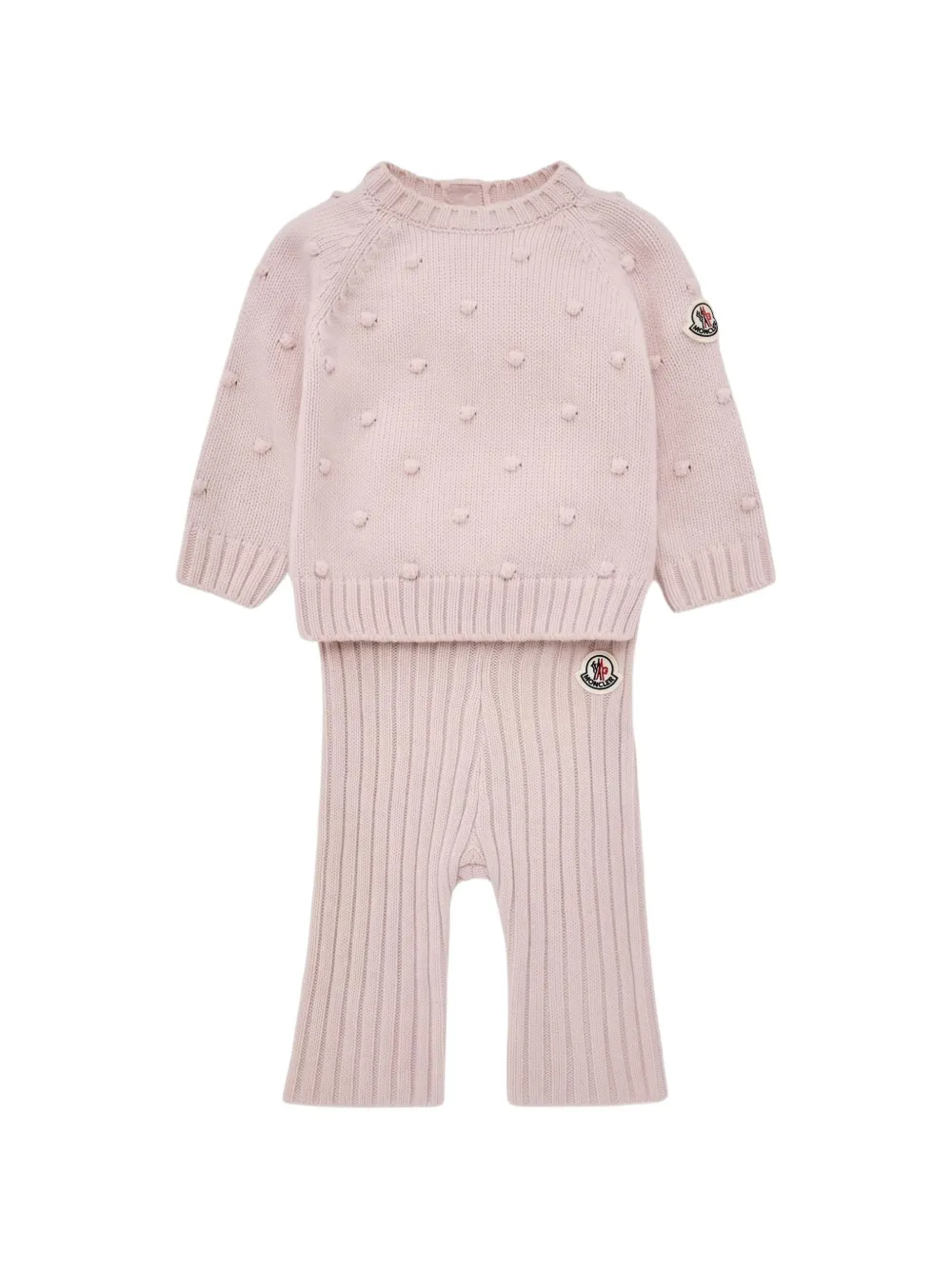 Moncler Enfant bobble-knit ribbed-trim set Roze