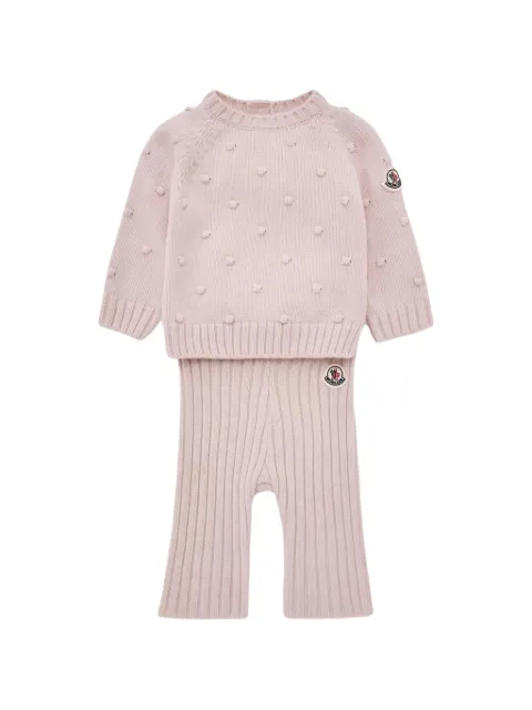 Moncler Enfant bobble-knit ribbed-trim set