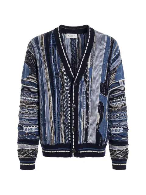 Laneus geometric-motif V-neck cardigan