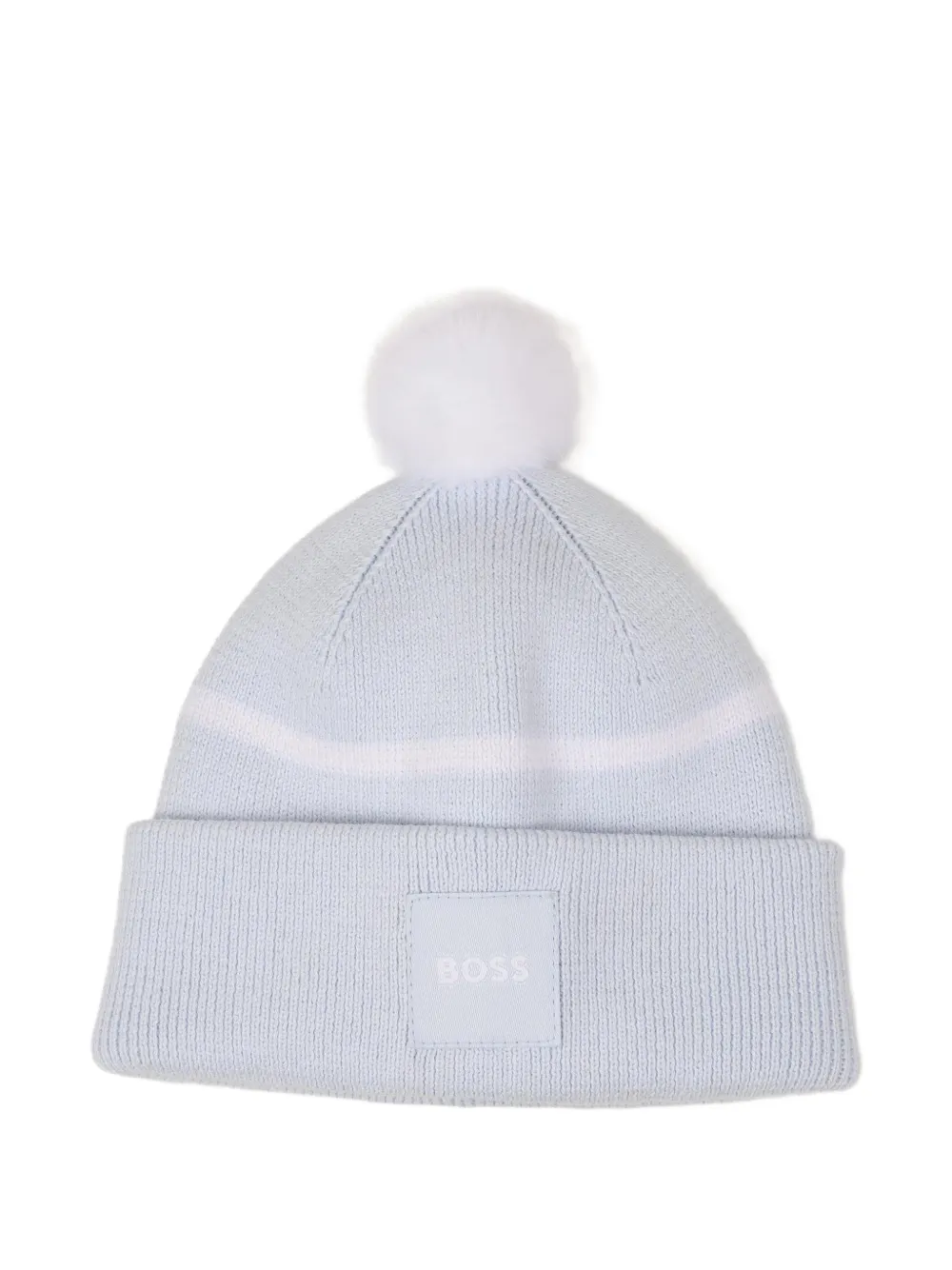 BOSS Kidswear pom-pom knit beanie hat - Blu