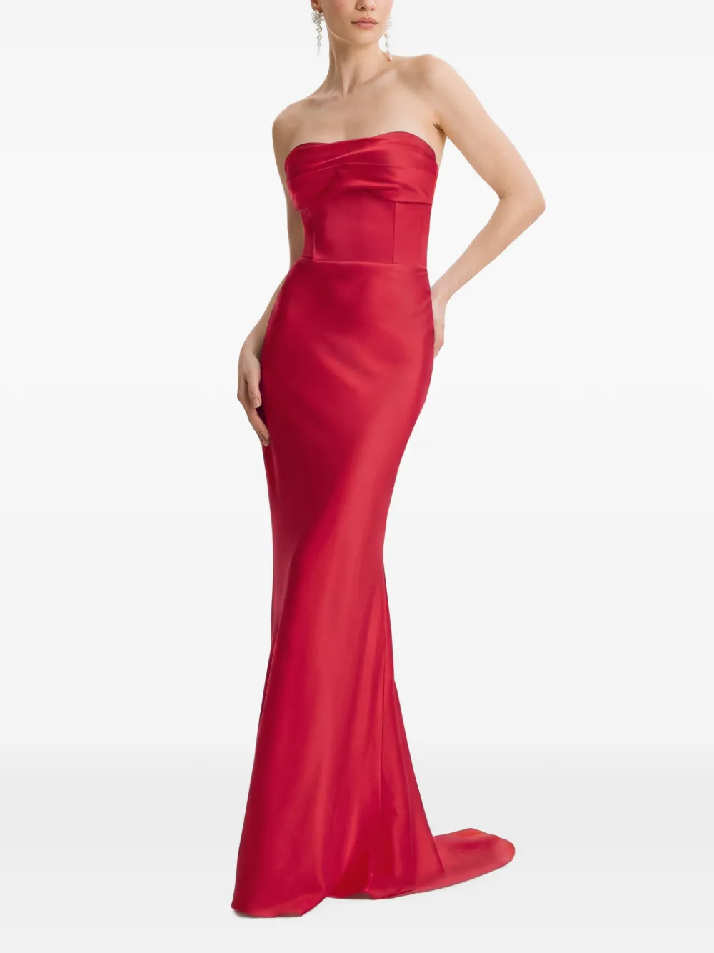 FRAMBOISE Lyris strapless maxi-dress Rood