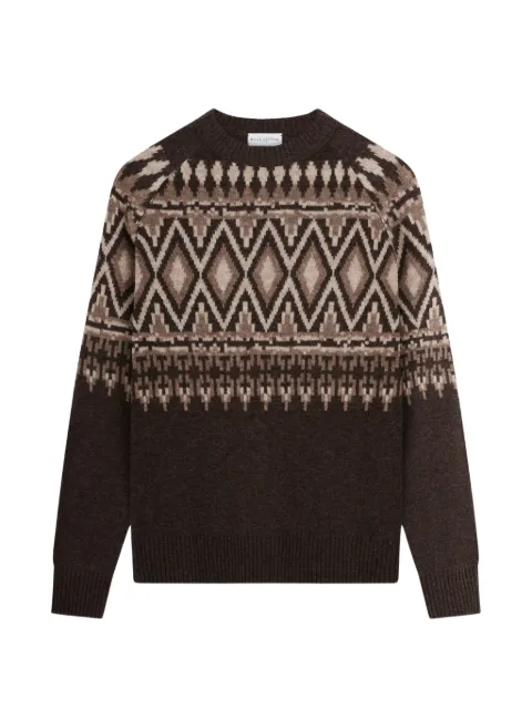 Ballantyne geometric-intarsia raglan-sleeve jumper