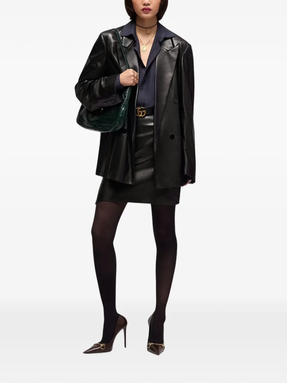 Gucci Oversized jack met dubbele rij knopen Zwart