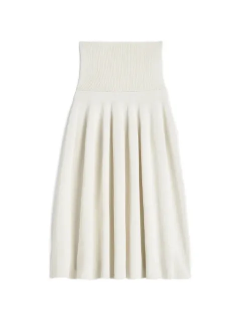 TOTEME falda con cintura de canalé color blanco roto