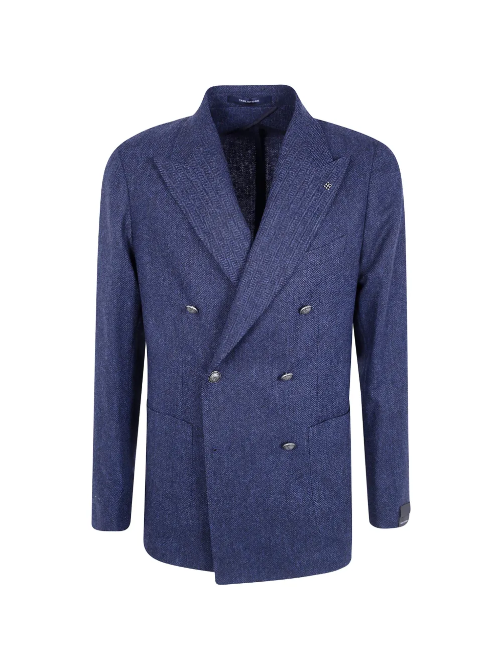 Tagliatore Montecarlo herringbone-pattern double-breasted blazer - Blu