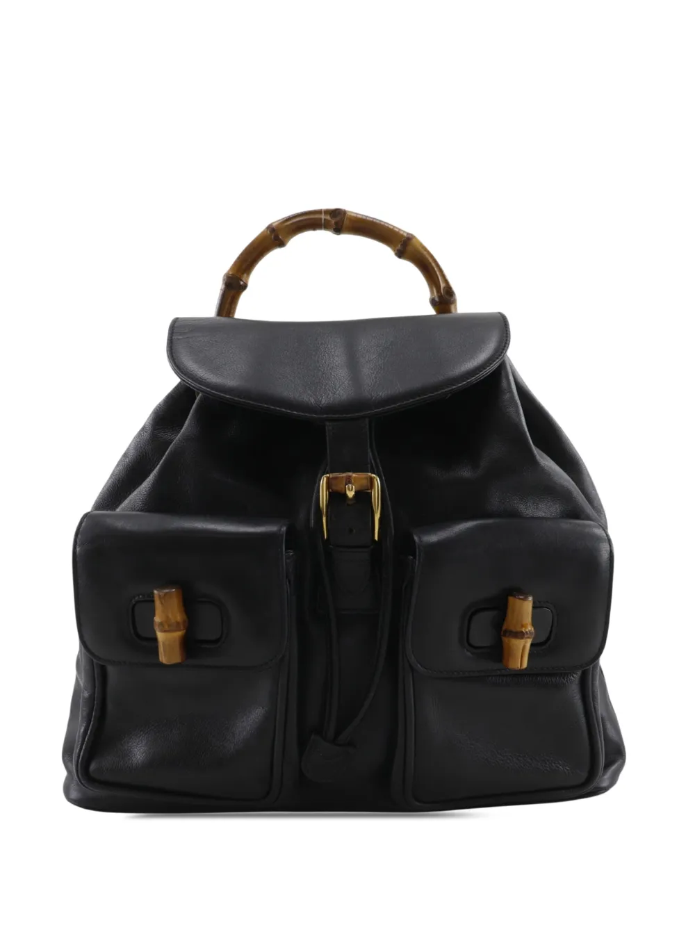 Gucci Pre-Owned 20th Century Calfskin Bamboo Drawstring backpack - Nero