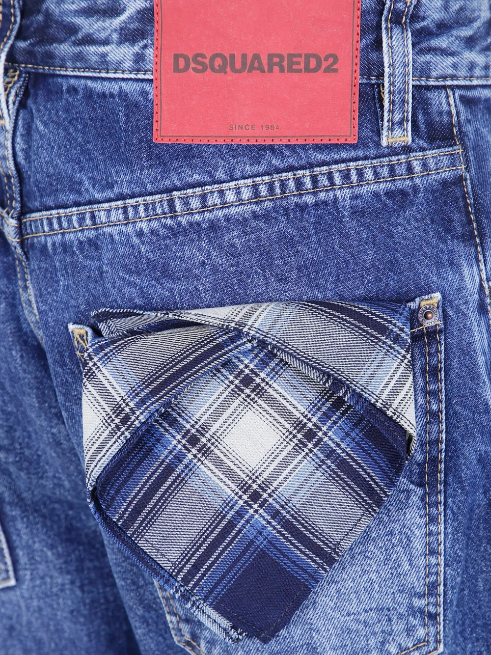 DSQUARED2 Geruite jeans met wijde pijpen Blauw