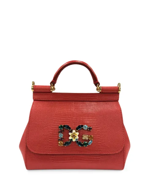 Dolce & Gabbana Pre-Owned bolso satchel Miss Sicily pequeño de piel de becerro con relieve de iguana 2000-2026