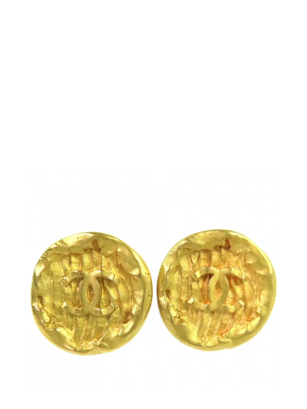 CHANEL Pre-Owned 1994 CC Gold Plated Round Clip On Earrings costume earrings - Oro