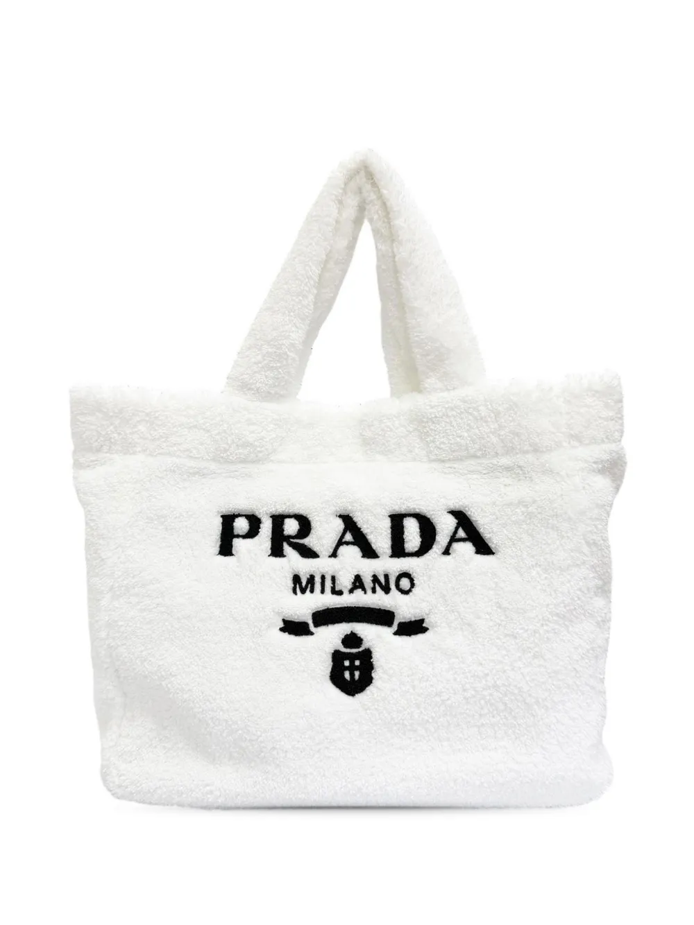 Prada Pre-Owned 2013-2026 Spugna Terry Cloth Logo tote bag - Bianco