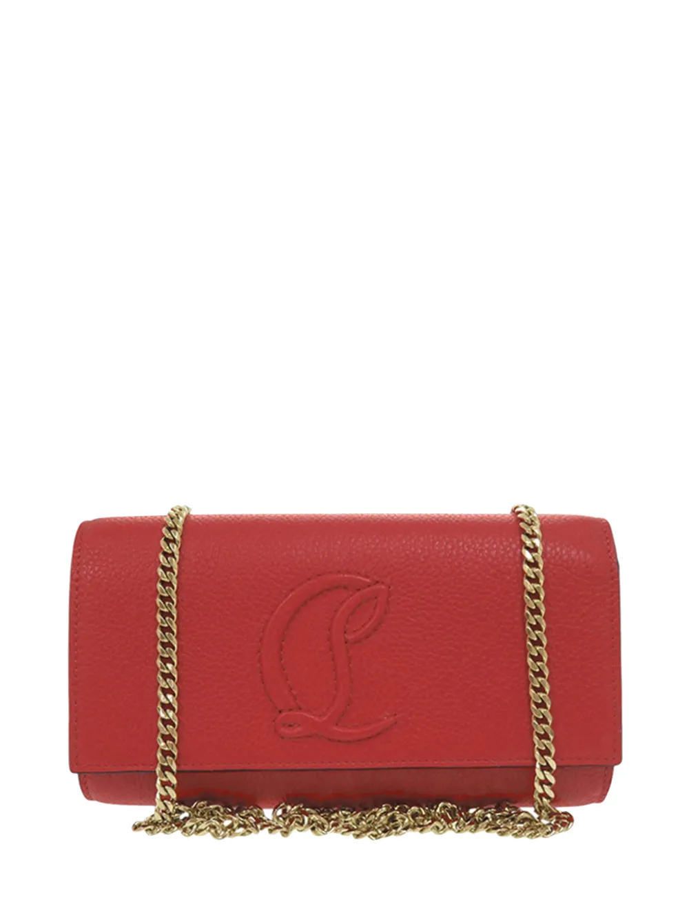 Christian Louboutin Pre-Owned 2000-2026 Grained Calfskin By My Side Wallet on Chain crossbody bag - Rosso