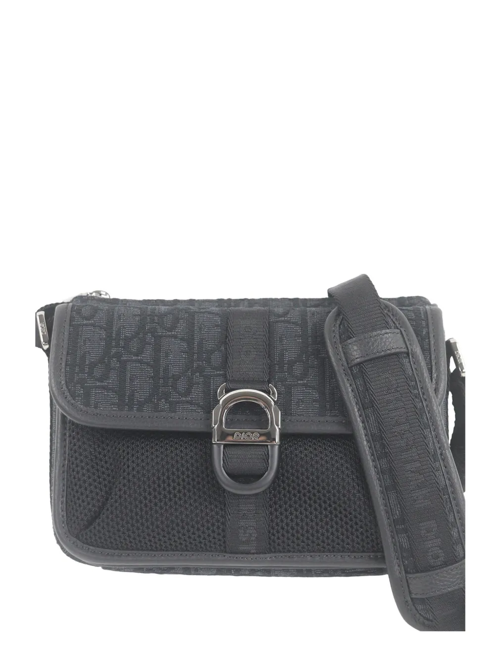 Christian Dior Pre-Owned 2022 mini Oblique Dior 8 Kuriertasche aus Jacquard und Mesh - Schwarz