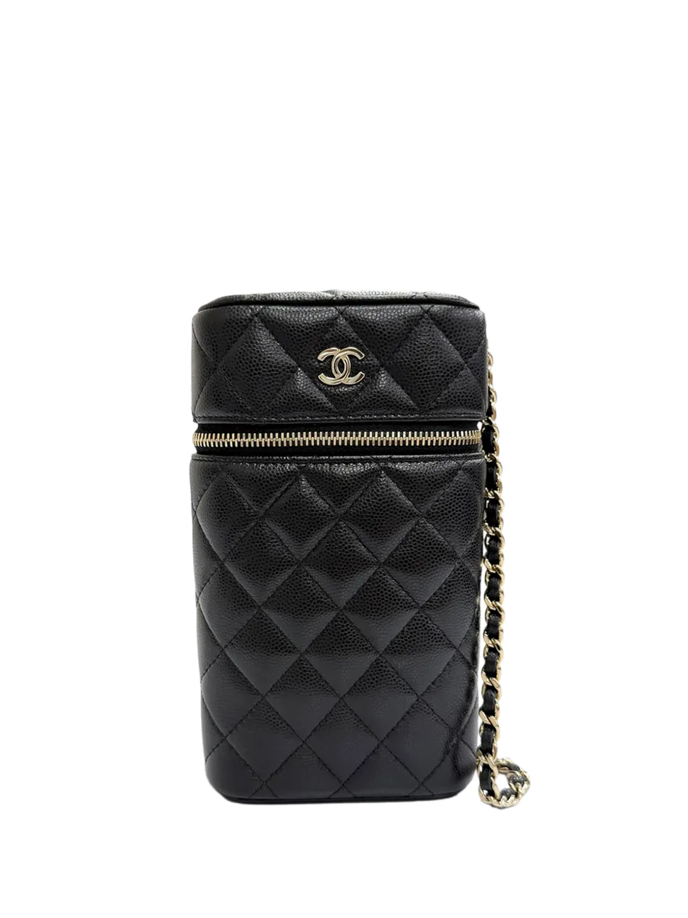 CHANEL Pre-Owned Pouch per smartphone CC in pelle Caviar trapuntata con catena 2020 - Nero