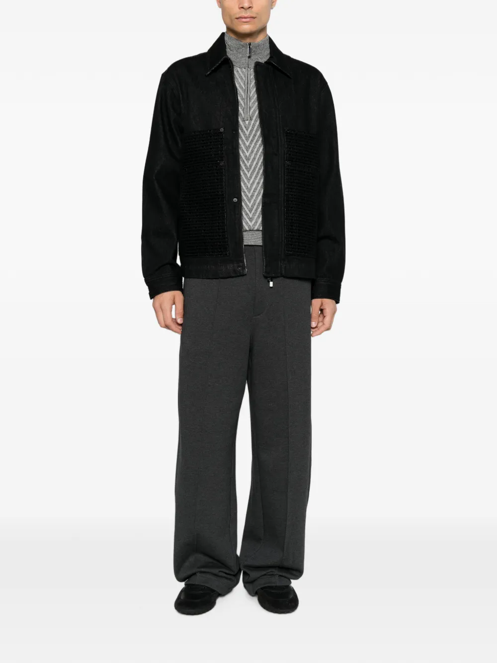 Emporio Armani Denim jack met logo-patroon Zwart