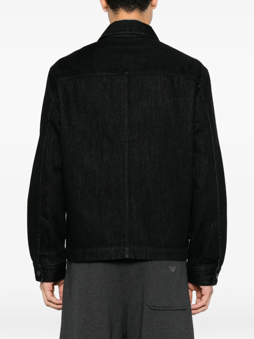 Emporio Armani Denim jack met logo-patroon Zwart