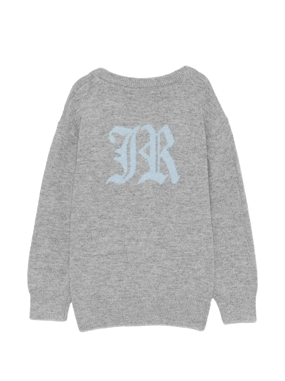 John Richmond Junior logo-patch knitted cardigan Grijs