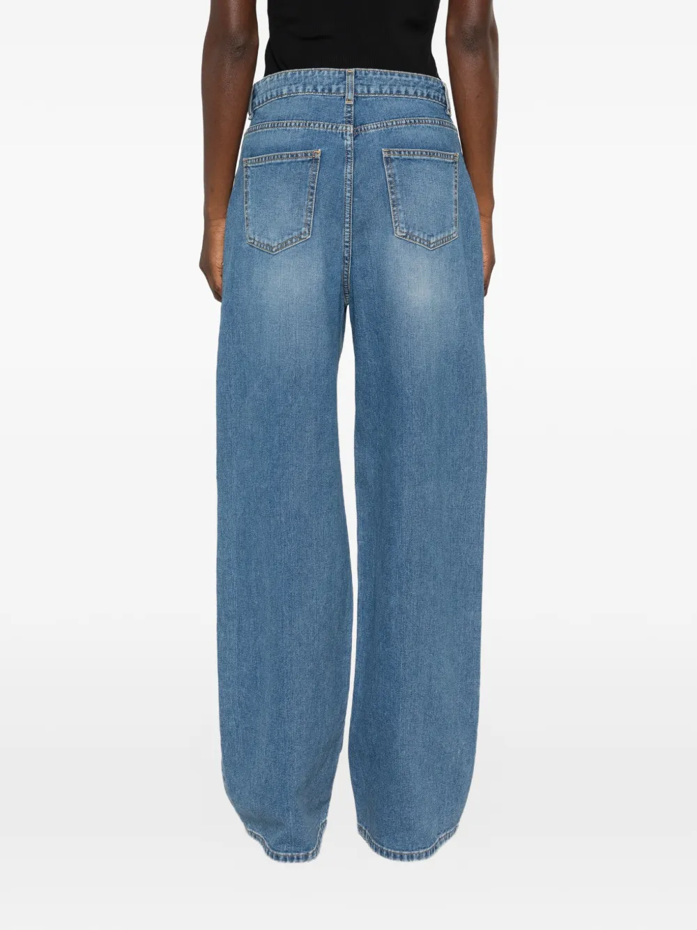 SIMONA CORSELLINI Jeans met wijde pijpen en veiligheidsspeld Blauw