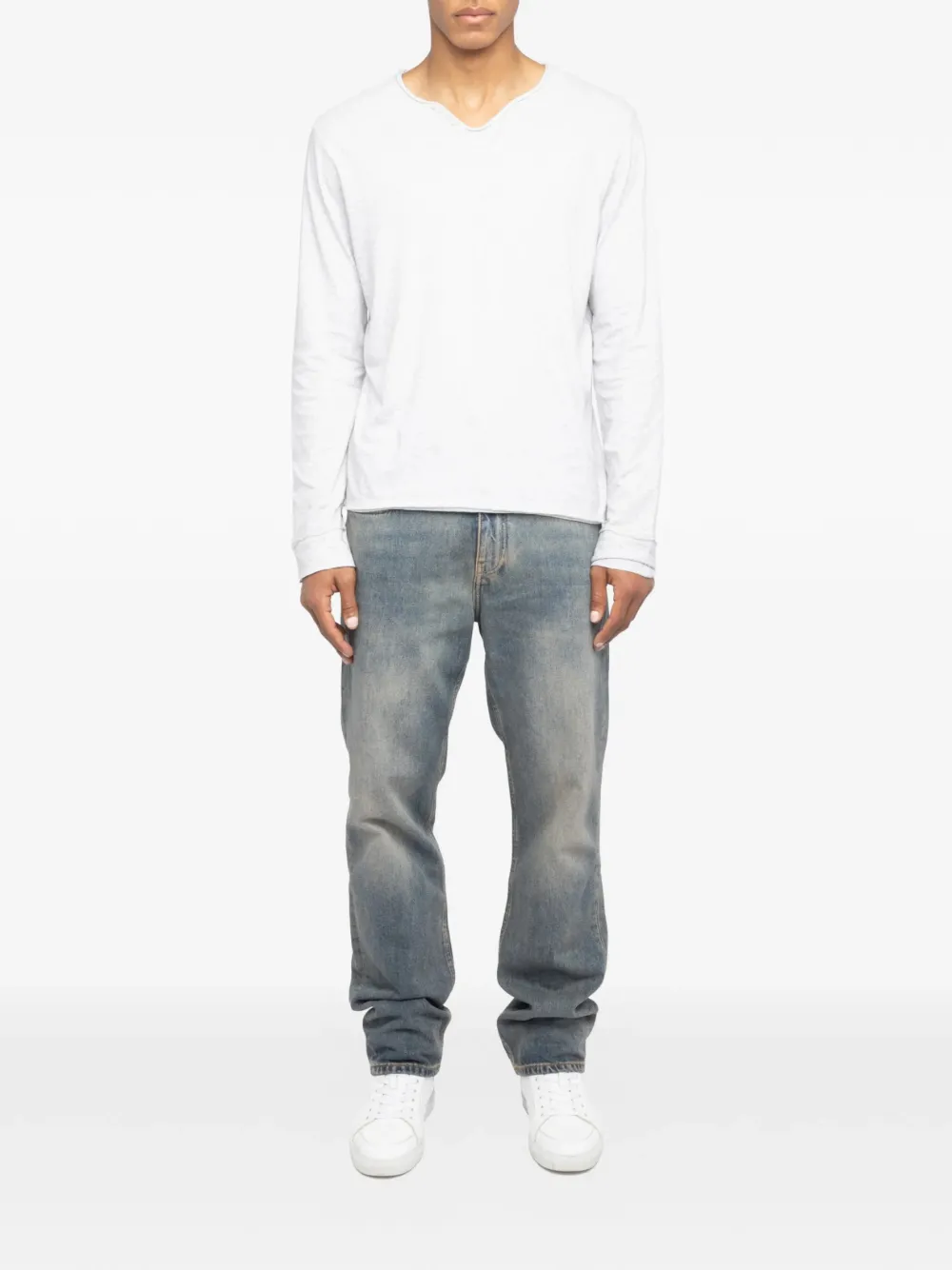 Zadig&Voltaire T-shirt met V-hals en lange mouwen Grijs