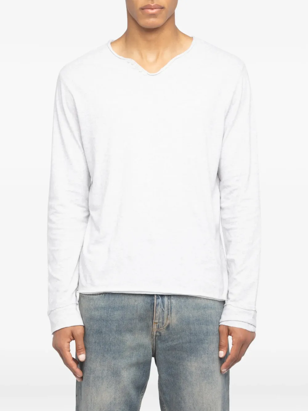 Zadig&Voltaire T-shirt met V-hals en lange mouwen Grijs
