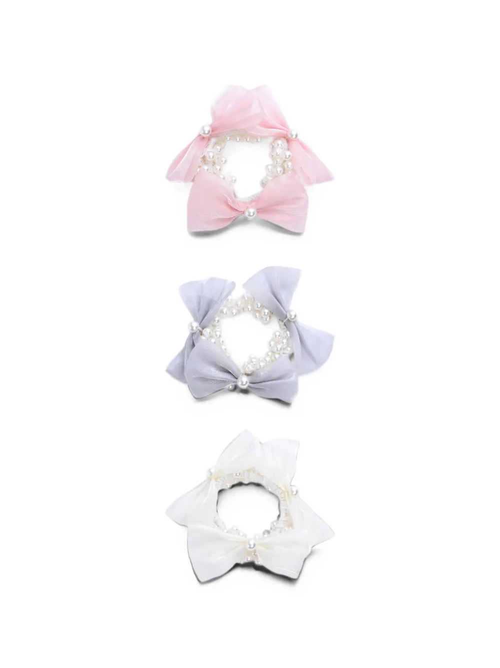 Mimi Tutu Pearl Bow scrunchies set (set of three) - Pink