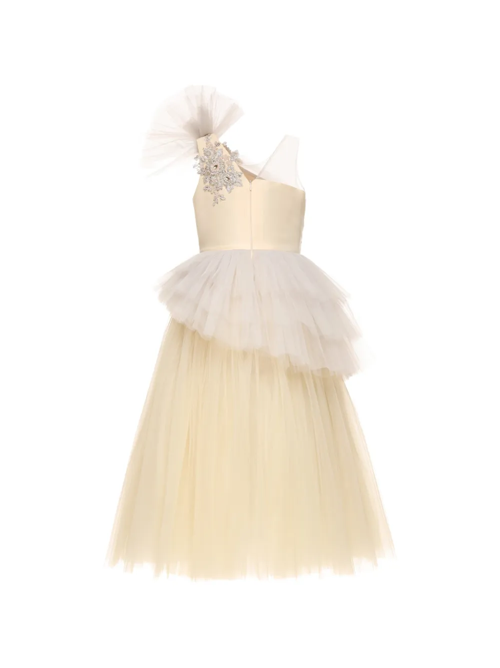 Tulleen Mirabelle asymmetrische avondjurk Beige