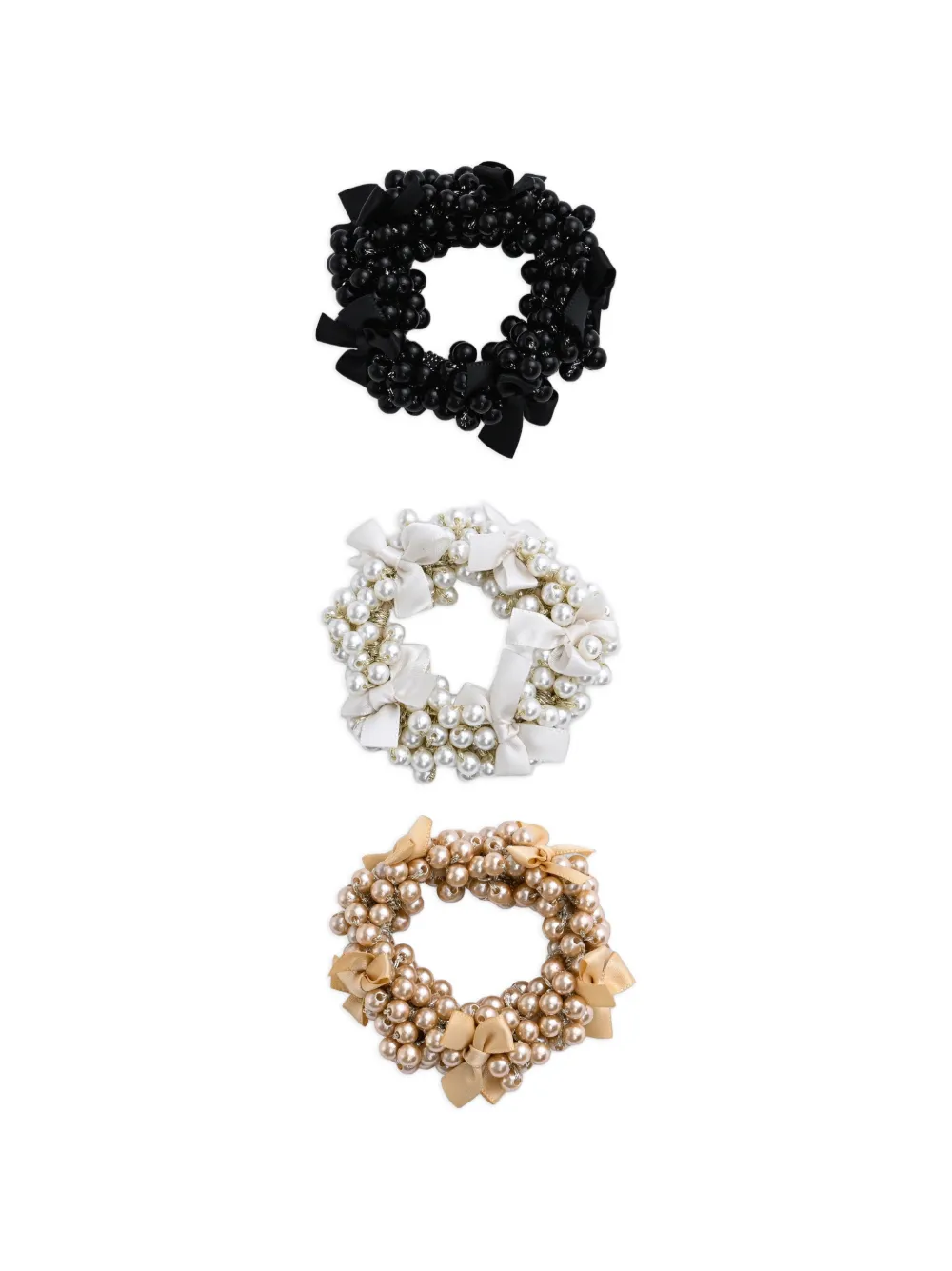 Mimi Tutu Beaded Bow scrunchies set (set of three) - Neutrals