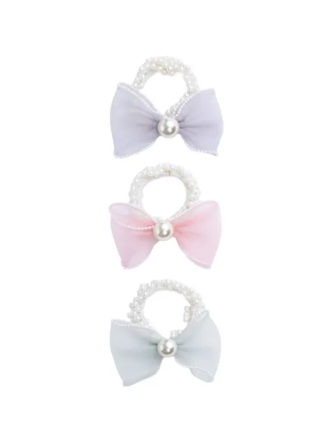 Mimi Tutu faux-pearl sheer-bow scrunchies