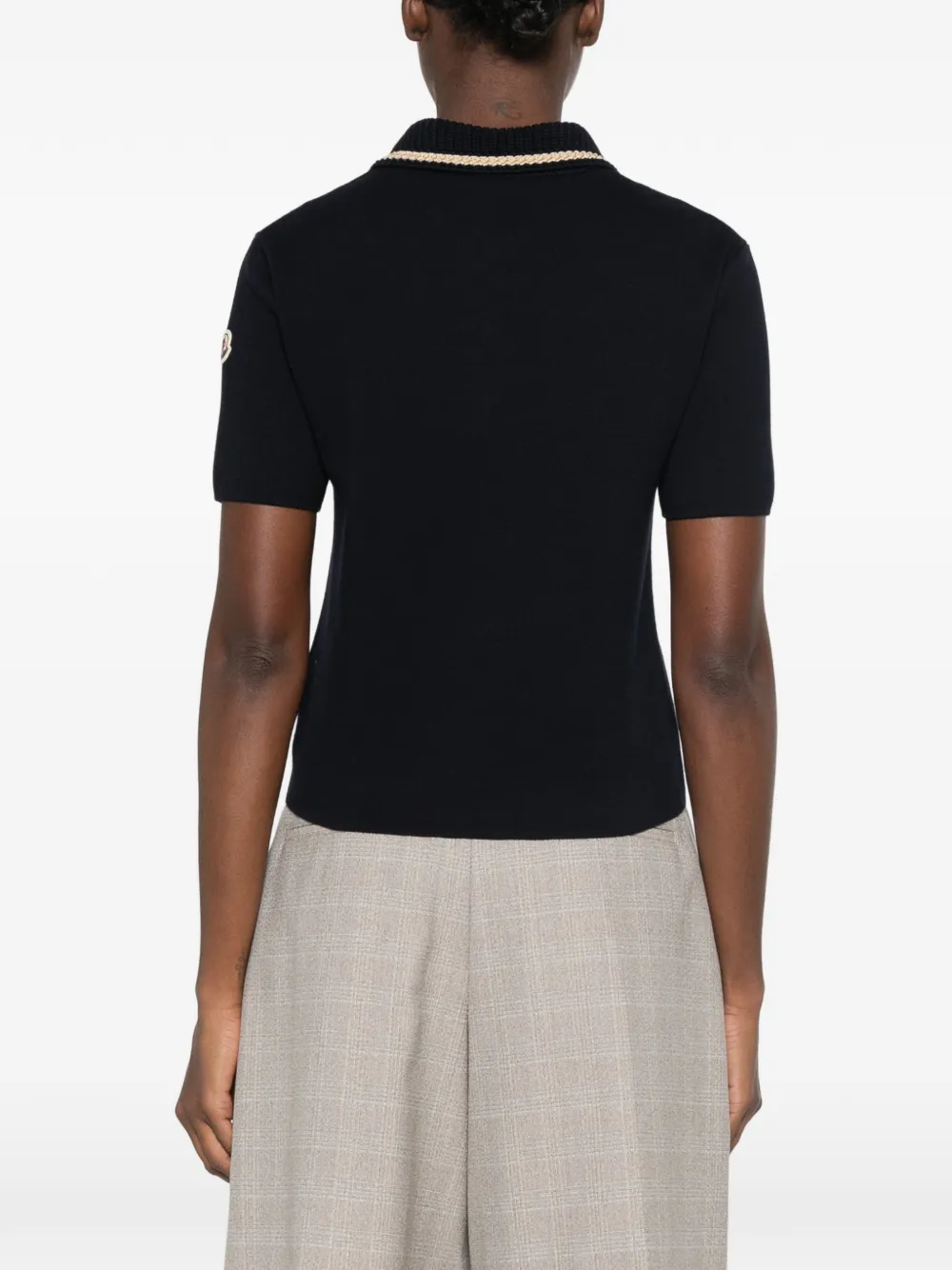 Moncler logo-patch knit polo shirt Blauw