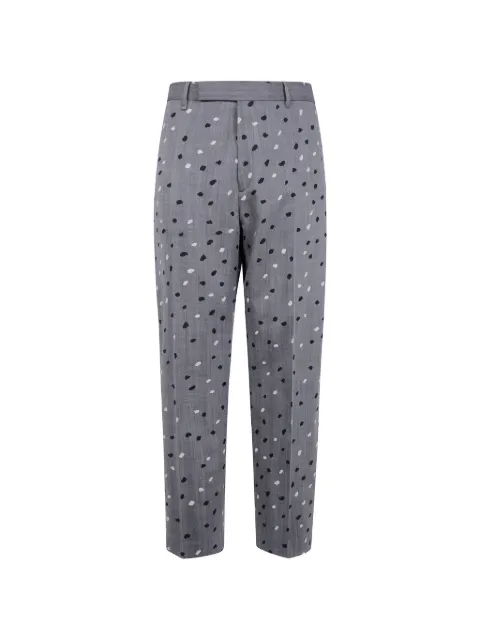 Paul Smith relaxed-fit grey herringbone polka dot trousers