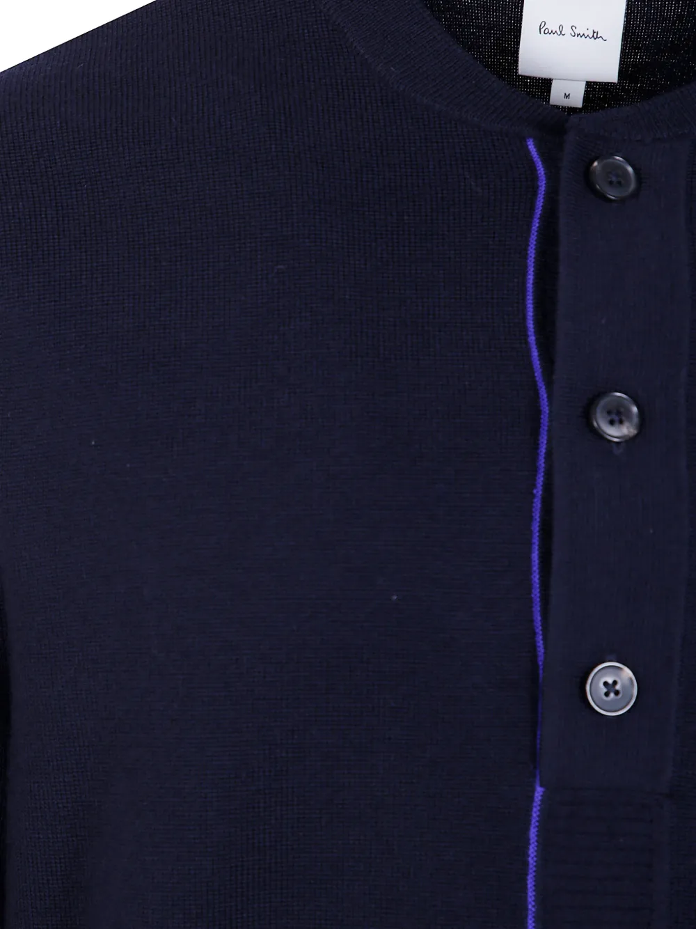 Paul Smith T-shirt met lange mouwen en knopenbies Blauw
