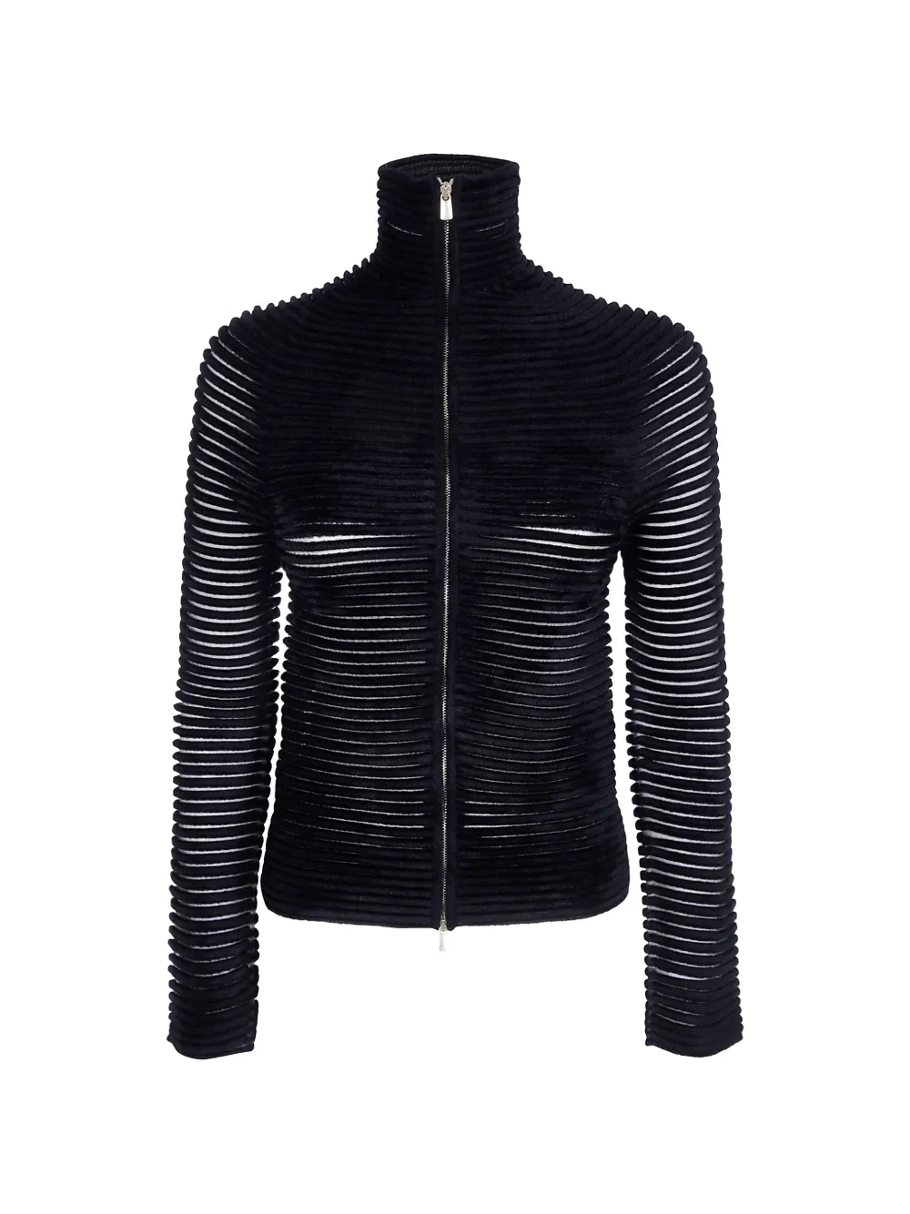 Giorgio Armani Ottoman ribbed-knit zip-up cardigan - Nero