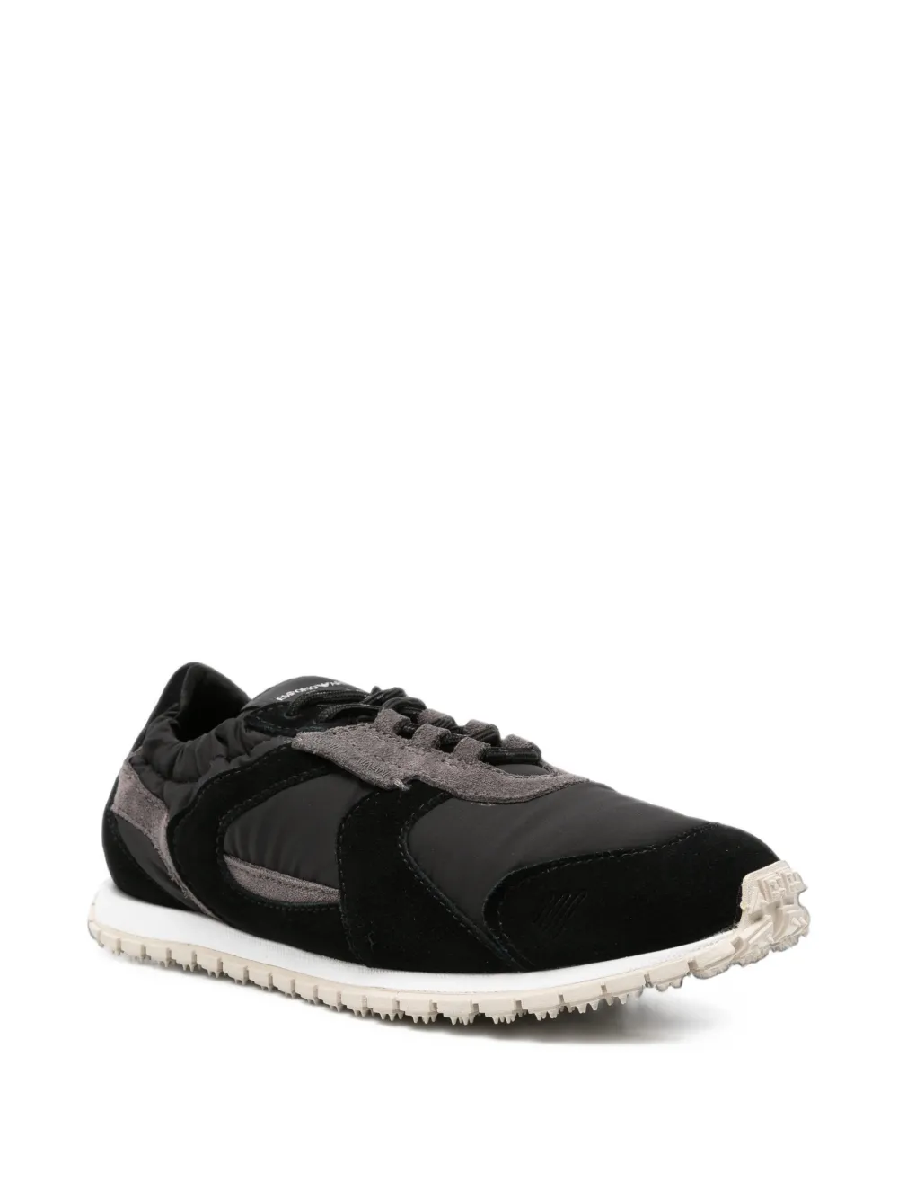 Emporio Armani suede-panelled sneakers Zwart