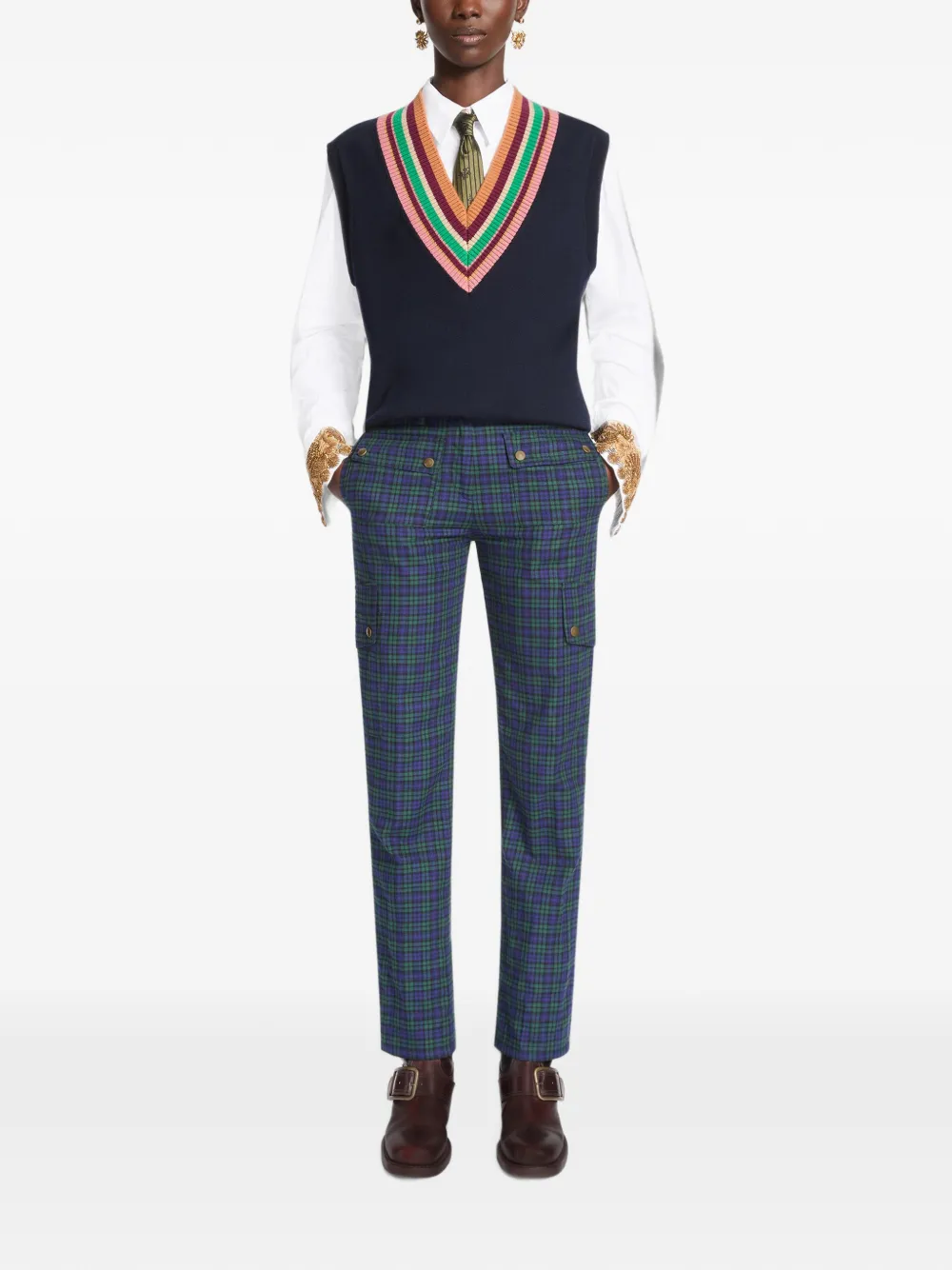 Dries Van Noten シルク100 ベスト 38 ブラック Vネック DRIES VAN NOTEN V-neck Wool Top | Blue | FARFETCH