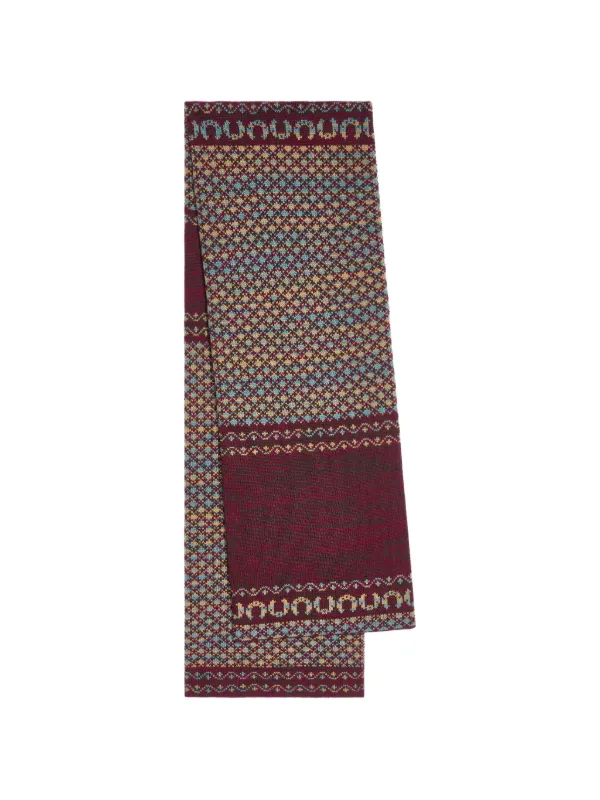 Dries Van Noten Jacquard Cashmere Scarf in Red