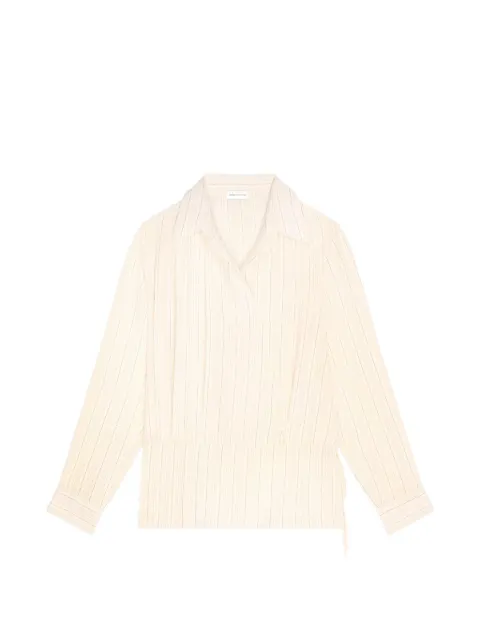 DRIES VAN NOTEN top cruzado con estampado de rayas diplomáticas
