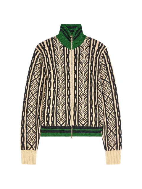 DRIES VAN NOTEN geometric-pattern zip-up cardigan