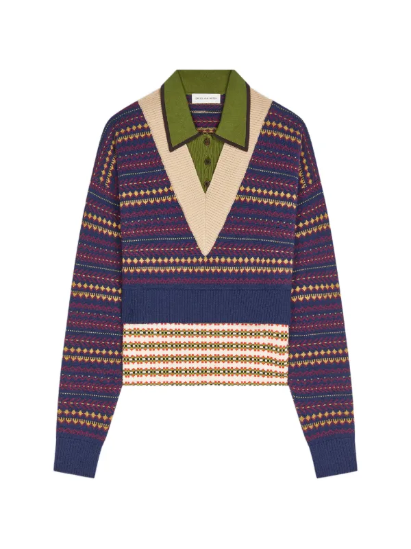 Dries Van Noten Boxy Wool Sweater in Blue