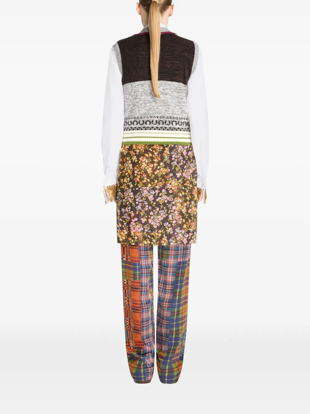 DRIES VAN NOTEN Broek met patchwork en bloemenprint Oranje