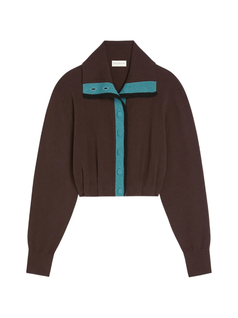 Dries Van Noten Cropped Cashmere Cardigan In 브라운