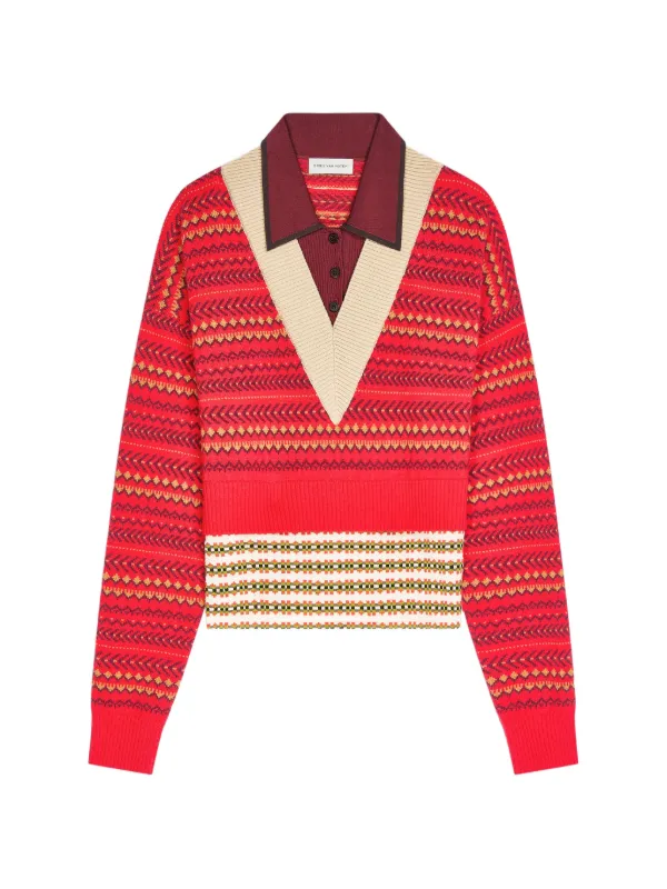 Dries Van Noten Boxy Wool Sweater in Red