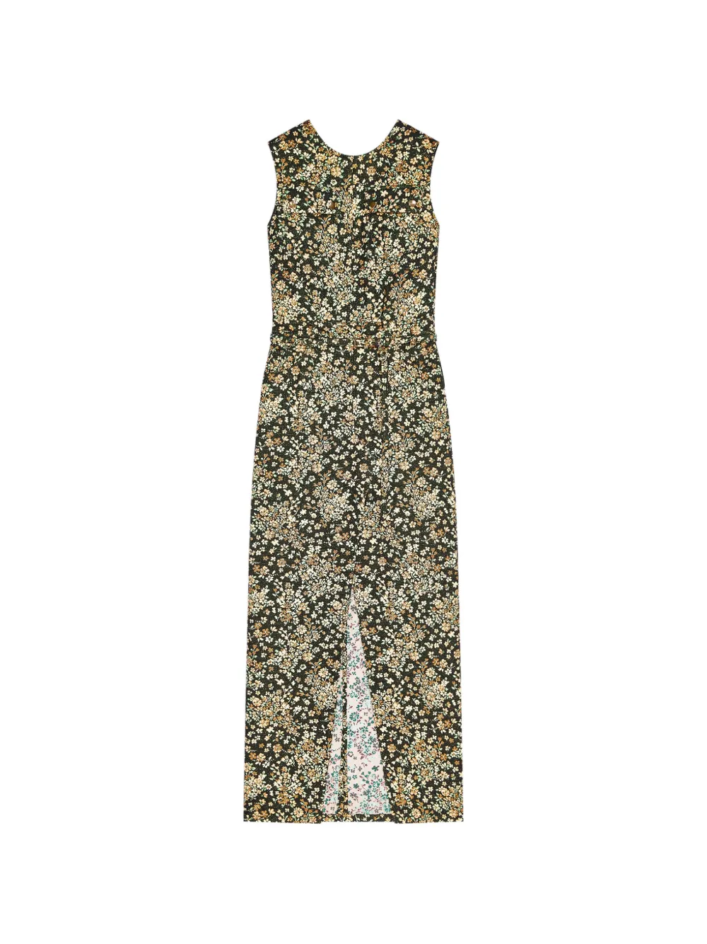 DRIES VAN NOTEN Abito con stampa a fiori e spacchi - Verde