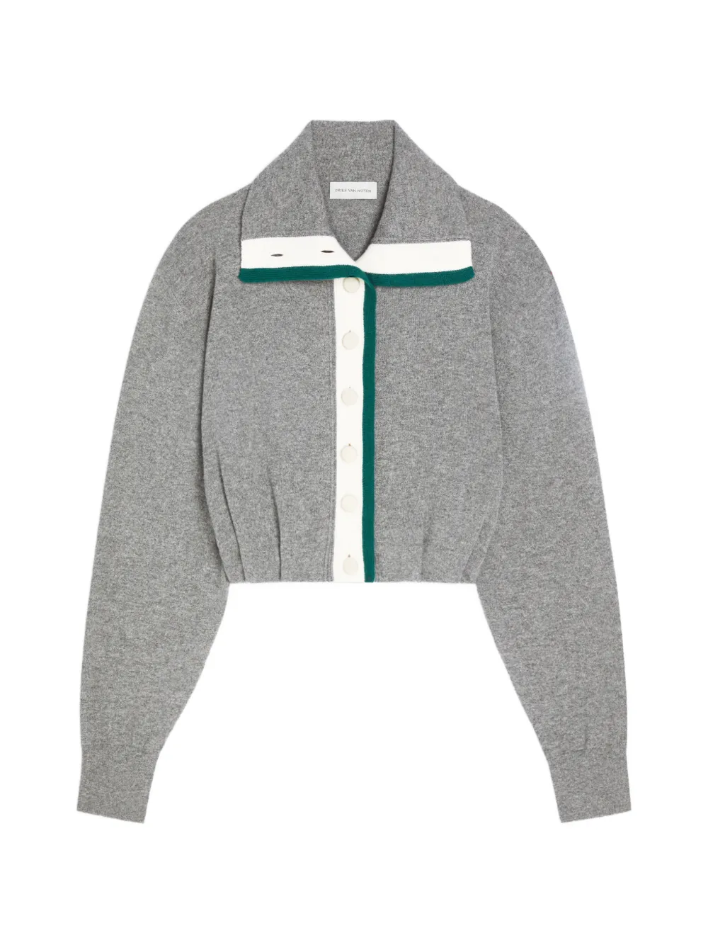Dries Van Noten Cropped Cashmere Cardigan In Grey