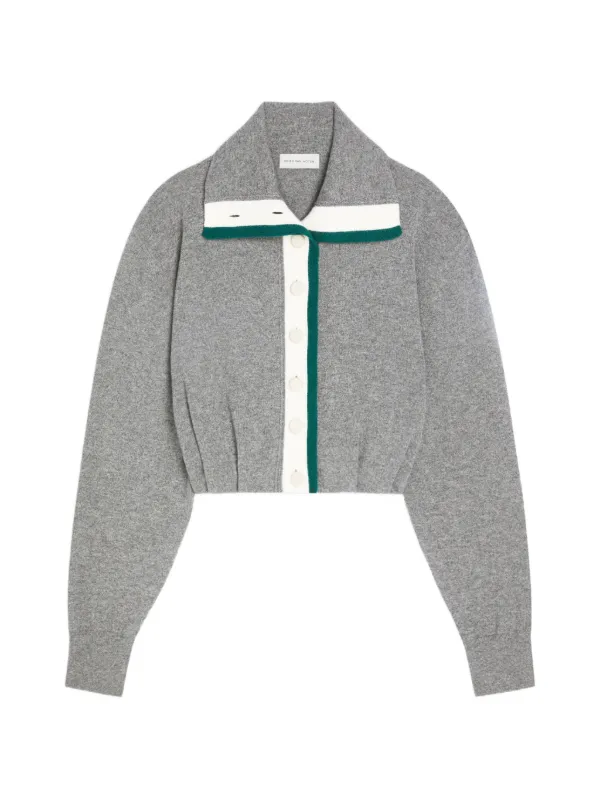 Dries Van Noten Cropped Cashmere Cardigan in Grey