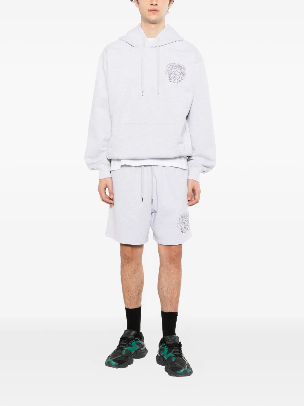 Casablanca Eveil Ancestral hoodie met applicatie Grijs