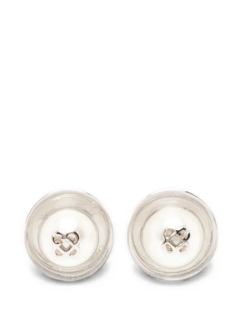Casablanca sci-fi silver pearl earrings