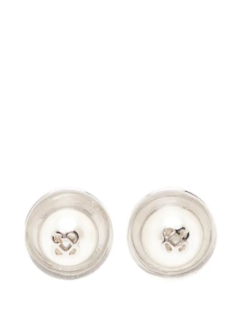 Casablanca sci-fi silver pearl earrings