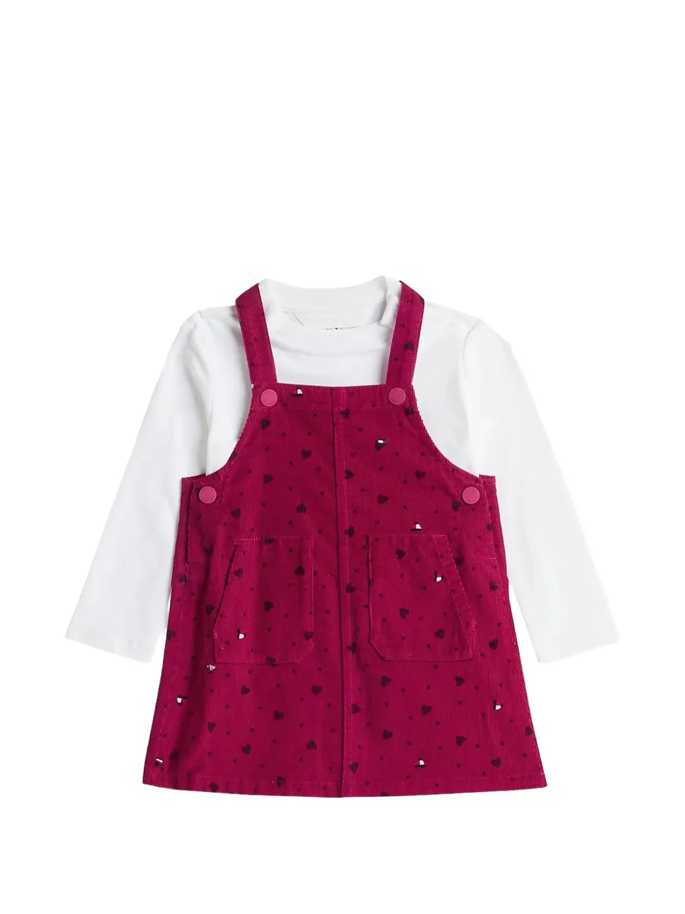 Tommy Hilfiger Junior heart-print corduroy pinafore dress - Viola